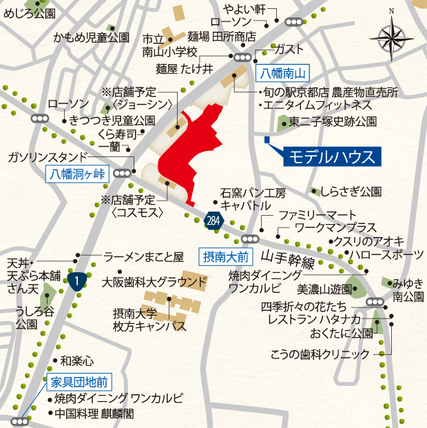 ルナシティ松井山手周辺地図