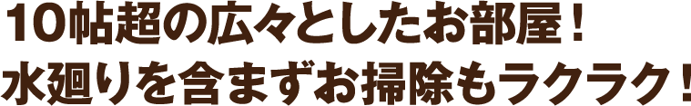 10帖超の広々としたお部屋！水廻りを含まずお掃除もラクラク！