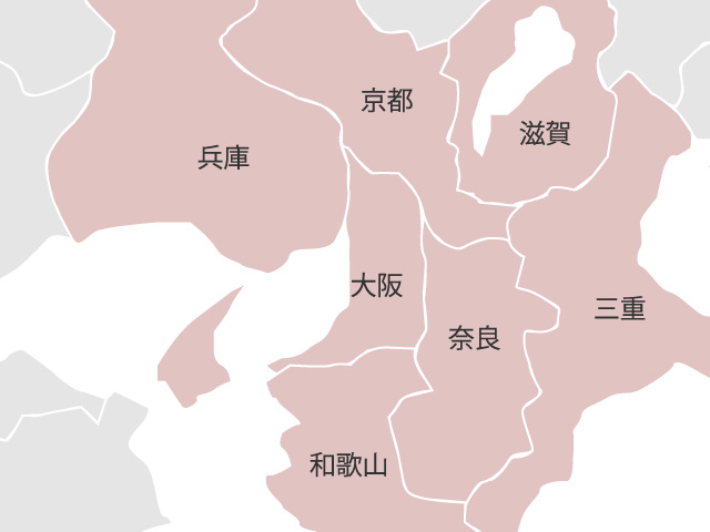 関西エリアの地図