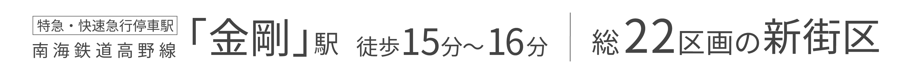 [特急・快速急行停車駅]南海鉄道高野線「金剛」駅 徒歩15分〜16分／総22区画の新街区