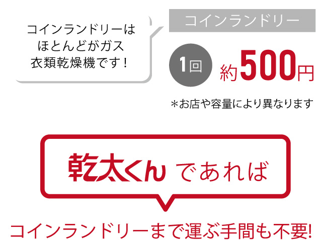 乾太くんであればコインランドリーまで運ぶ手間も不要