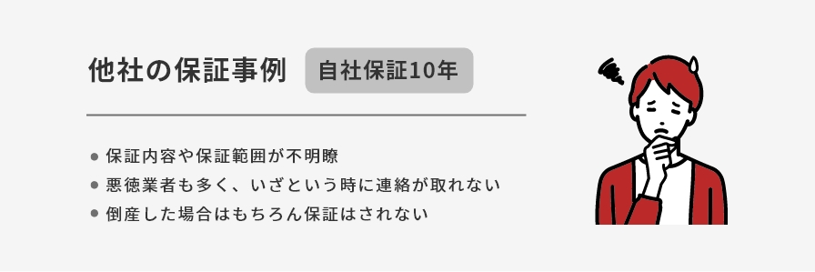 他社の保証事例　自社保証10年